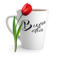 mug, minimalist, customized, buen dia, white, cup, with flower, gifts