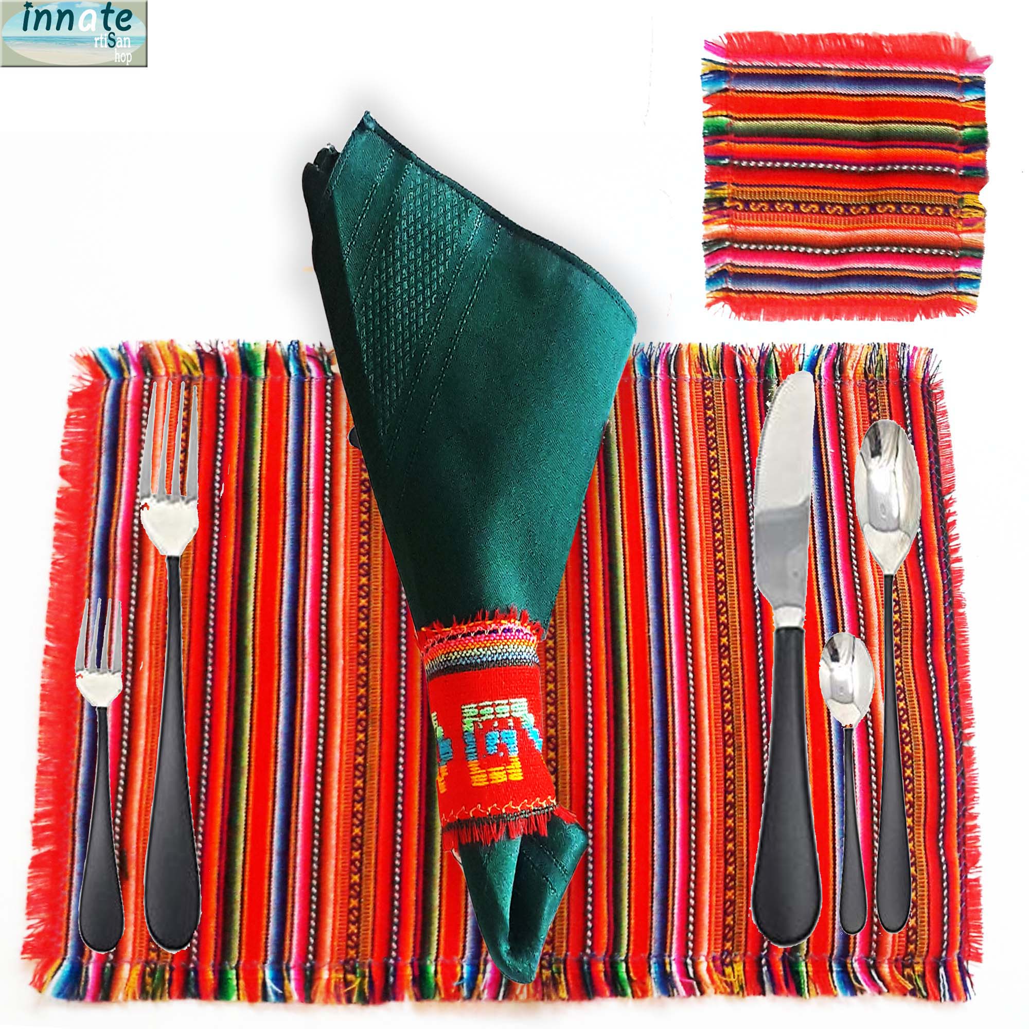 Fabric napkin rings Mexican red napkin ring artisan handmade woven