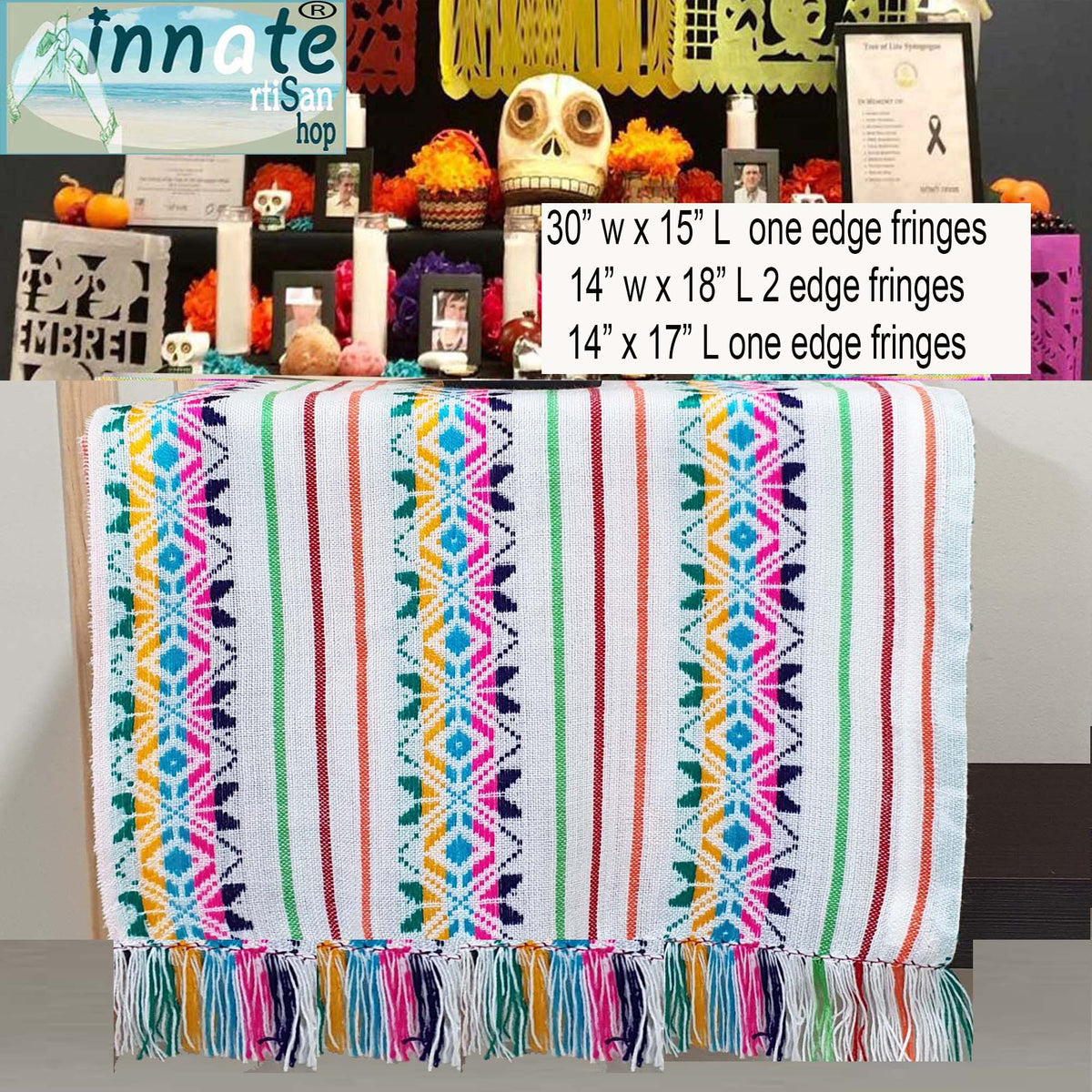 overstock, sale, table runners, Mexican, altar, ofrenda, purple, day of dead, dia de muertos, manteles, oferta, especial, venta de liquidacion