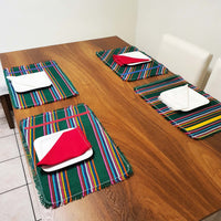 placemats, Mexican, green striped, artisan, set of 4