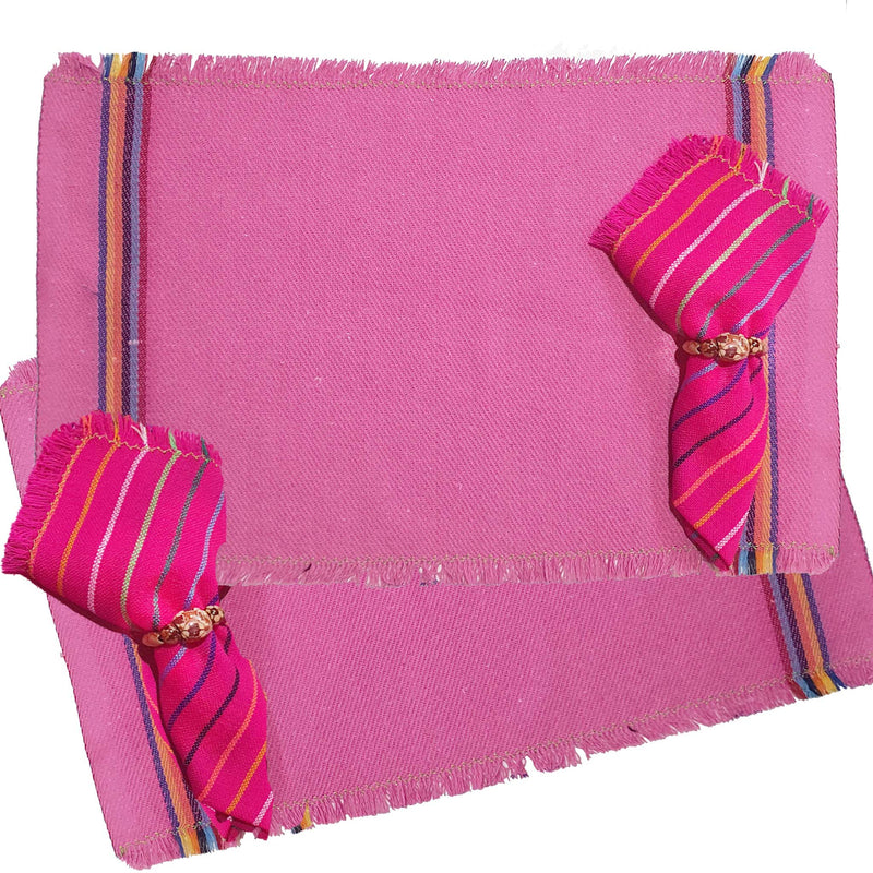 fuchsia, placemats, rustic, with napkins, sets, gift, fucsia, hot pink, jerga, Mexican