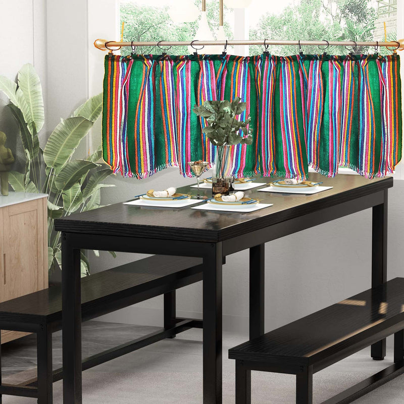 Mexican valance, curtains, panel, cafe curtains, tier, curtain, fiesta, green, striped, woven, cortinas, Mexicanas, verdes, cambaya, cocina