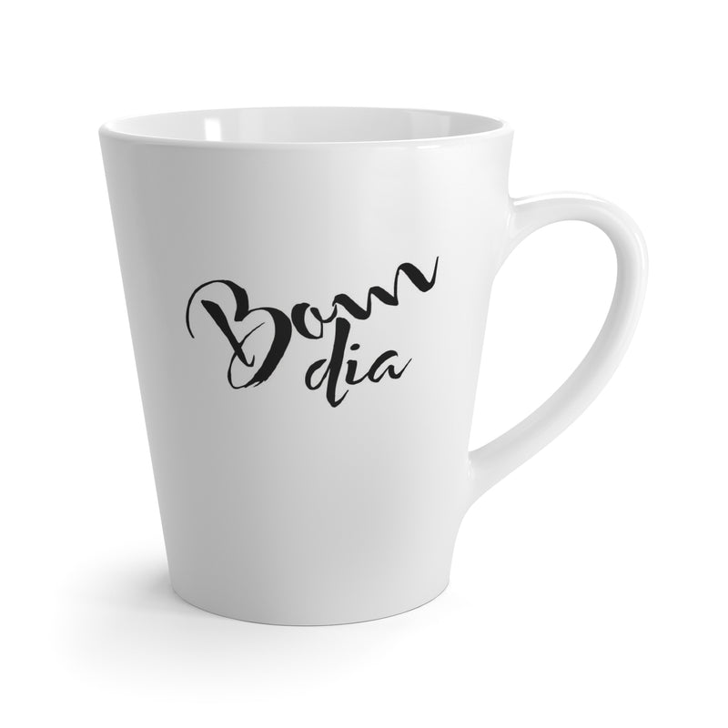 white mug, cup, with good day printed in portuguese language