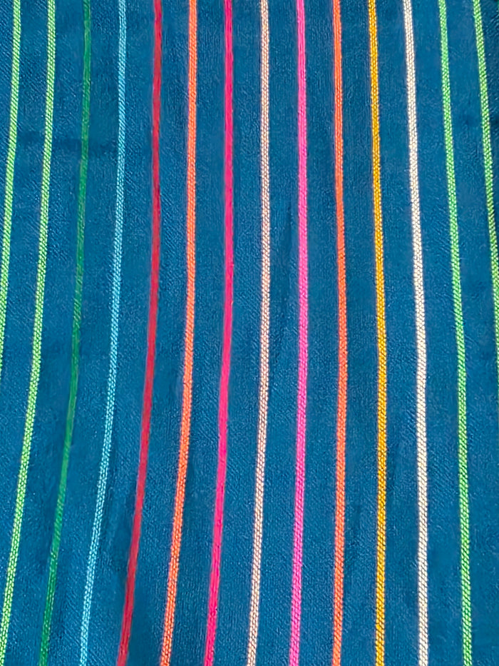 Mexican fabric, teal, woven cambaya, by the yard