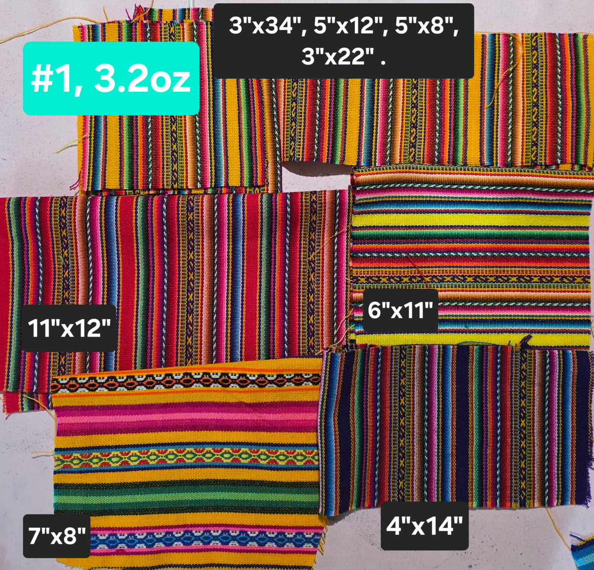 Remnants Andean fabric, by weight, Aguayo fabric, cuts