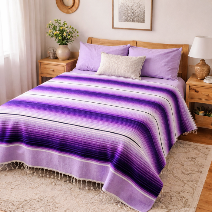 Serape Amethyst blanket, authentic Mexican, artisan