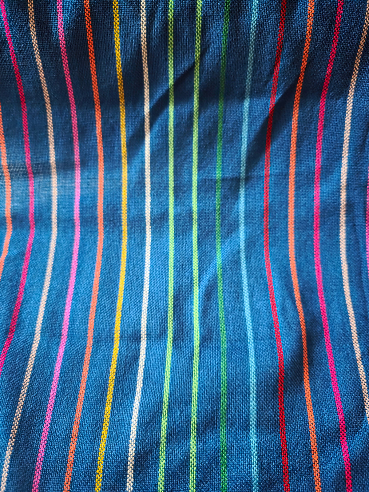 Mexican fabric, teal, woven cambaya, by the yard