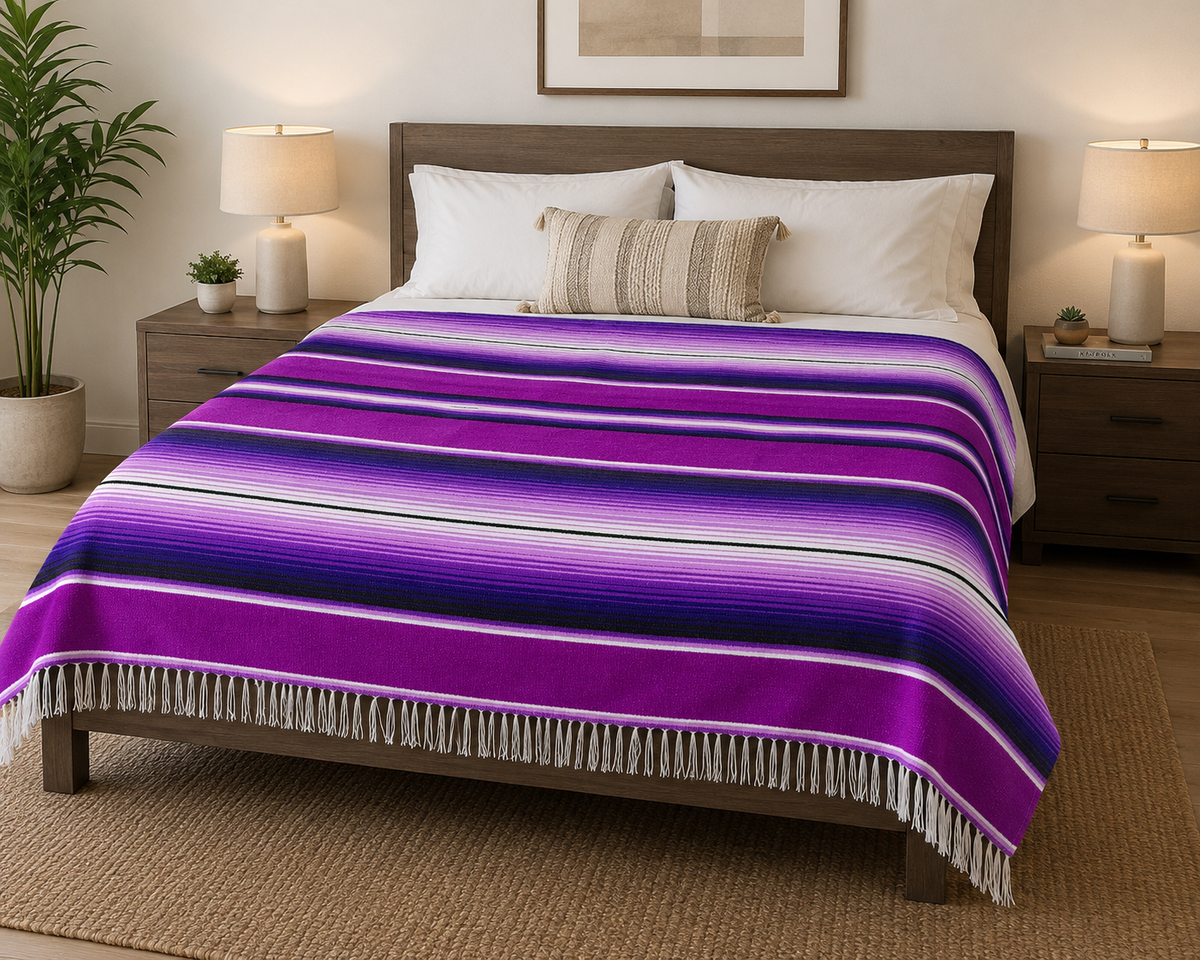 Serape Magenta/purple blanket, authentic Mexican