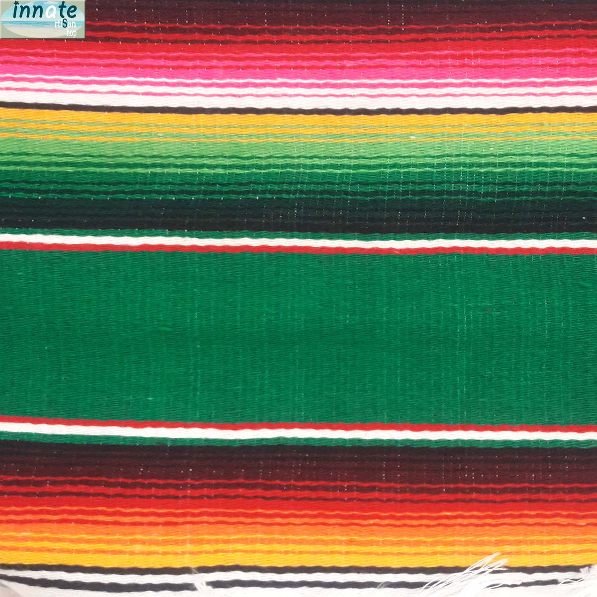 Colorful striped fabric with a pattern of red, yellow, green, and black.