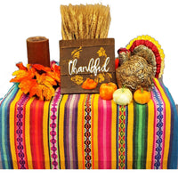 orange table runner, turkey decor