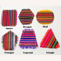 geometric, shape, coasters, inca,Peruvian, South America, oval, triangle, trapezoid,pentagon, square,Hexagon,portavasos geometricos, washable