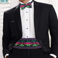 cummerbund, Mexican, Aztec, Mayan, reversible, embroidered, artisan, black, ethnic, tribal