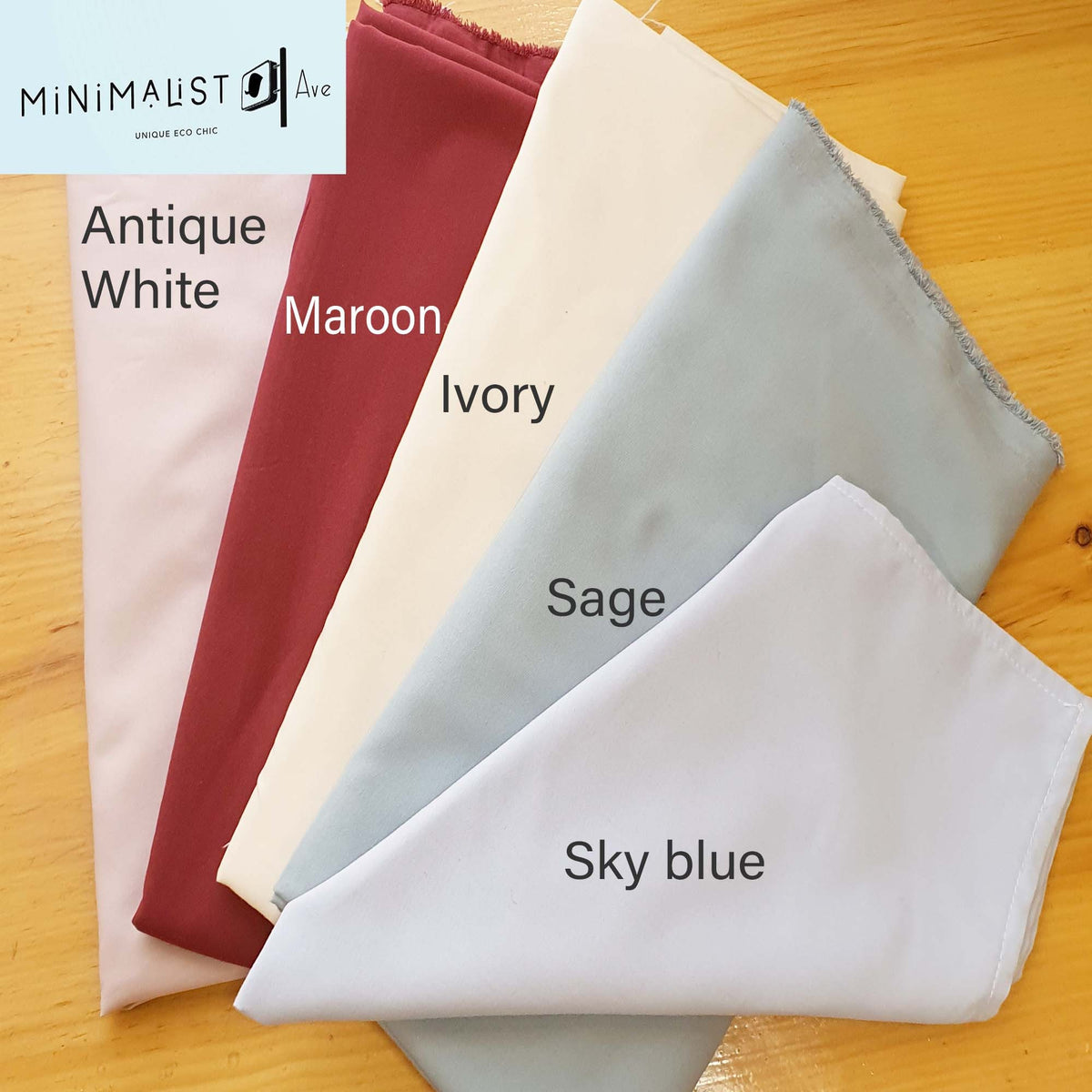 napkins, soft, cloth, recycled, handmade, sky blue, sage, ivory, off white, maroon, antique white, dinner napkins, minimalist, minimalistave, minimalistave.com