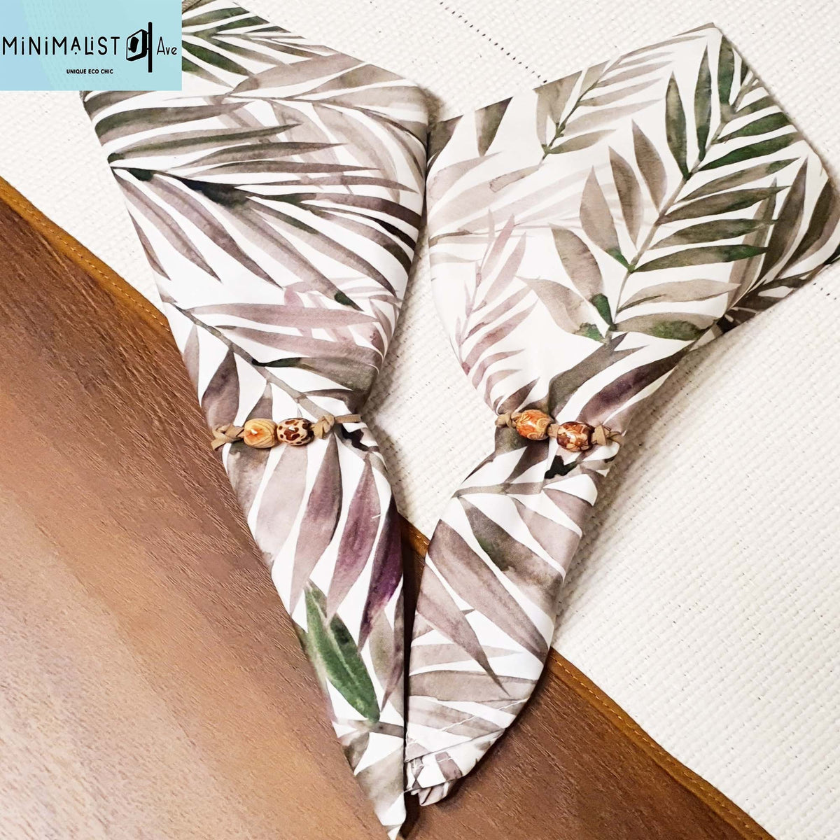 cloth napkins, nature print, bamboo print, with napkin holders